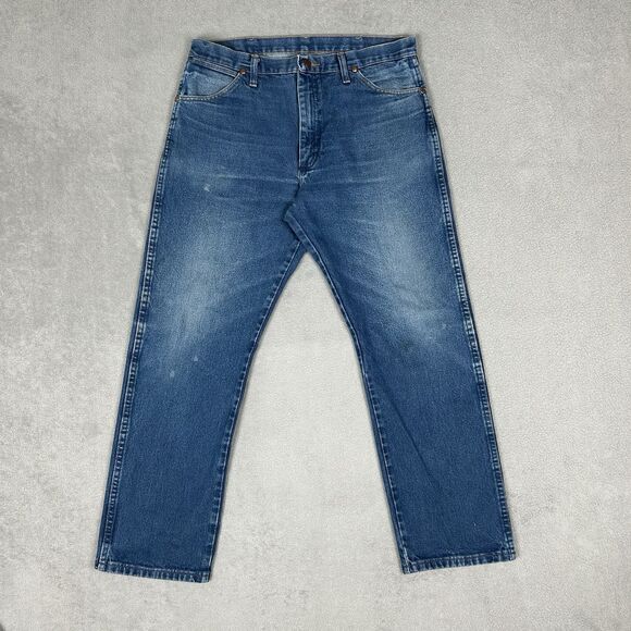 Vintage Wrangler Jeans Men's 36x30 Distressed Straight Leg Western Cowboy Boot - Picture 1 of 15